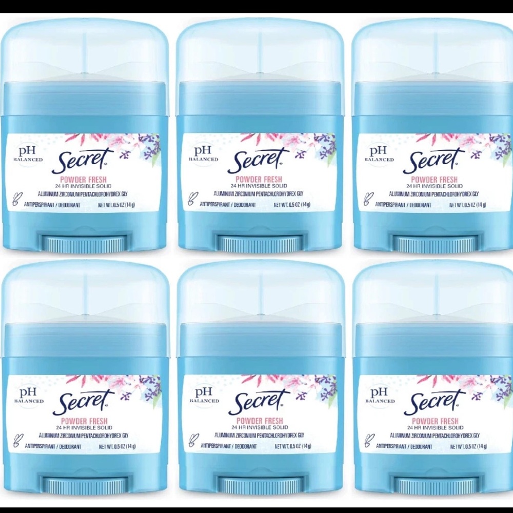 Secret Invisible Solid Antiperspirant Deodorant, Powder Fresh, 0.5 oz 6 Pack
